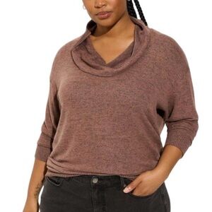 Torrid 5 deep taupe super soft cowl neck long sleeve tunic pullover